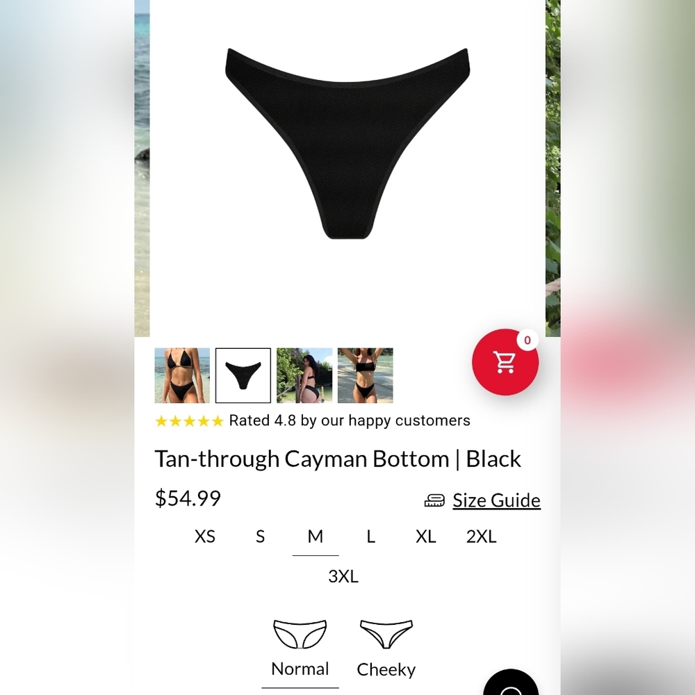Tan-through Cayman Bikini Bottom - Black